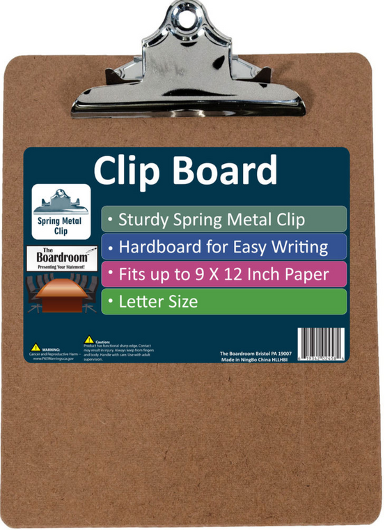 Creative Colors Clipboard - Spring Metal Clip - Letter Size
