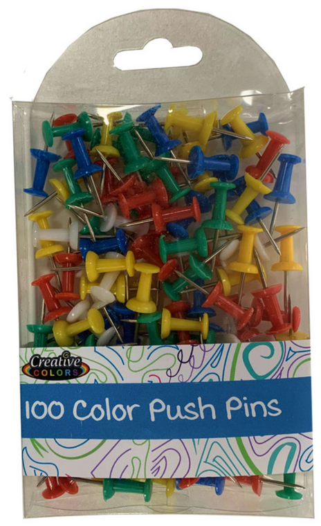 Creative Colors Push Pins - 100ct - Colored Plastic
