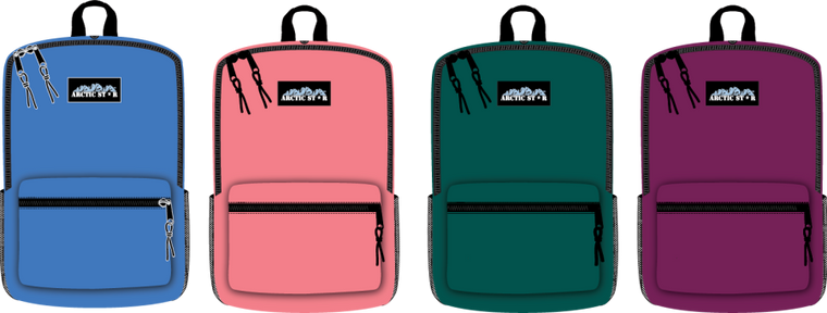 Backpack 17" - #10 Zippers - Blue, Pink, Green, Purple - Brights