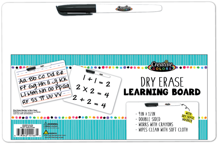 Dry Erase Lap Board 9 X 12"  Double Sided - Blank & Primary Lines