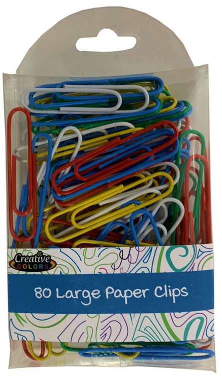Creative Colors Paper Clips - Large - 80ct - Plastic Coated
