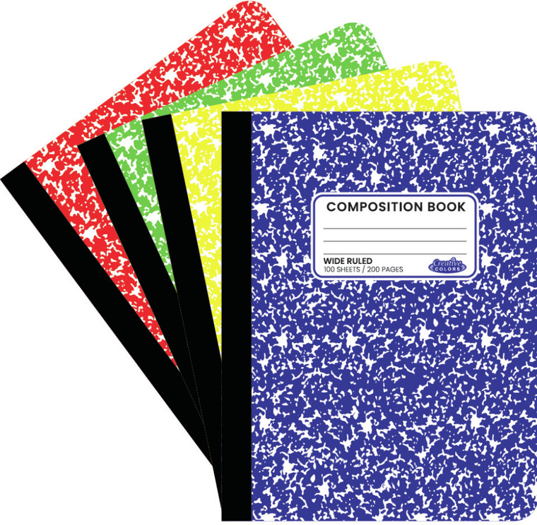 Composition Book - Wide Ruled - 100 Sheets - Assorted Colors