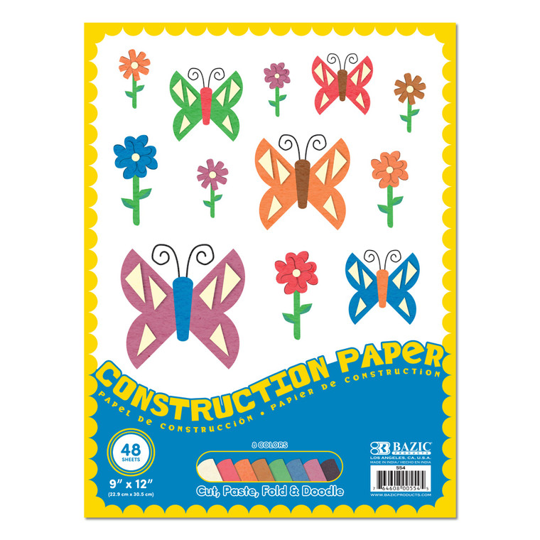 BAZIC 48 Ct. 9" X 12" Construction Paper, 48 units per case