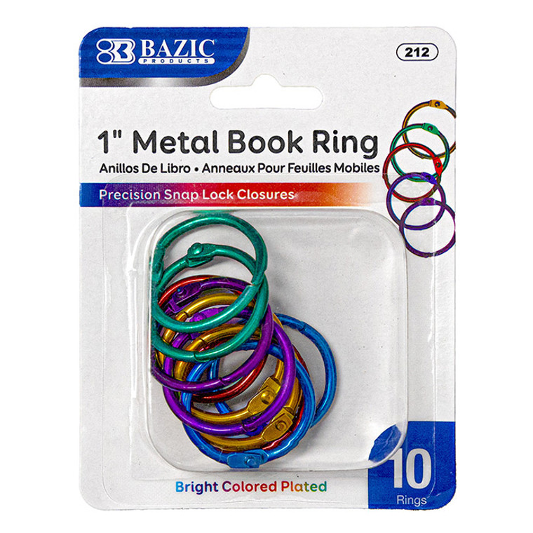 BAZIC 1" Assorted Color Metal Book Rings (10/Pack)