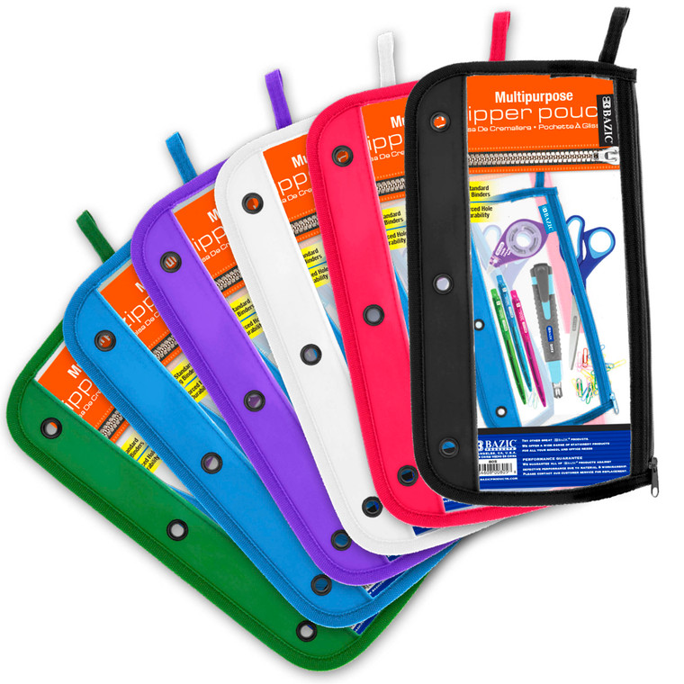 BAZIC 11.5" x 6.5" 3-ring Clear Pencil Pouch, 24 units per case