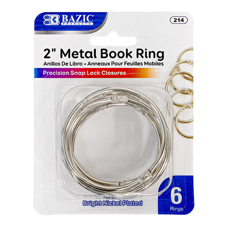 BAZIC 2" Metal Book Rings (6/Pack)