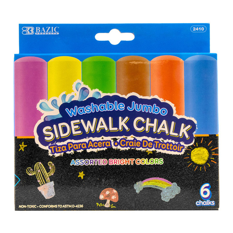 BAZIC 6 Jumbo Sidewalk Chalks