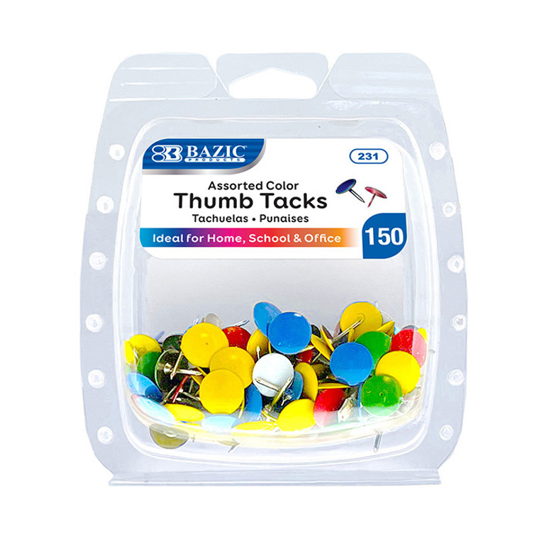 BAZIC Assorted Color Thumb Tack (150/Pack)