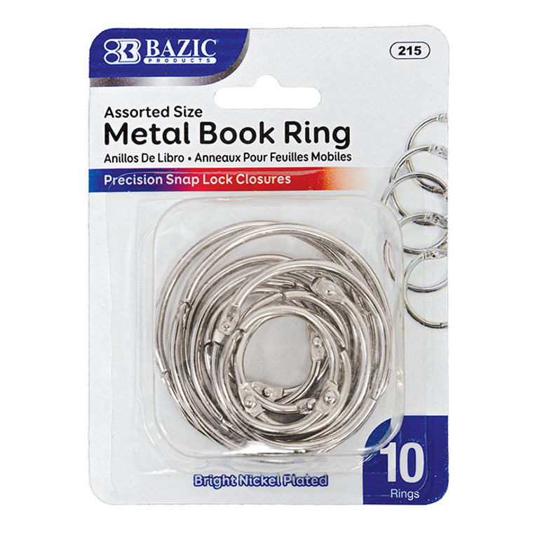BAZIC Assorted Size Metal Book Rings (10/Pack)
