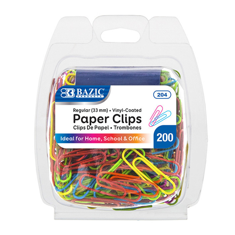 BAZIC No.1 Regular (33mm) Color Paper Clips (200/Pack)