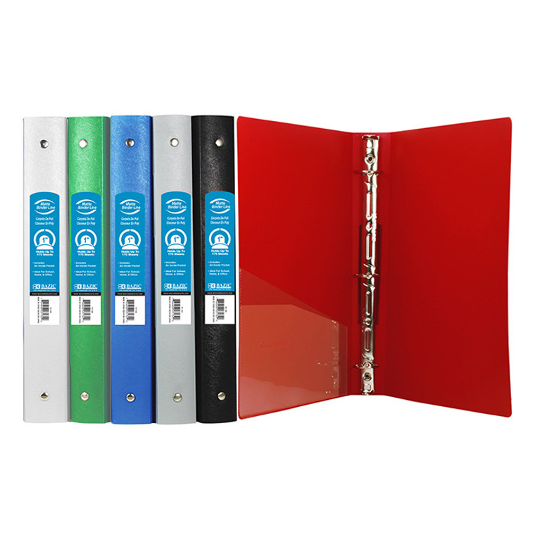 BAZIC 1" Matte Color Poly 3-Ring Binder w/ Pocket