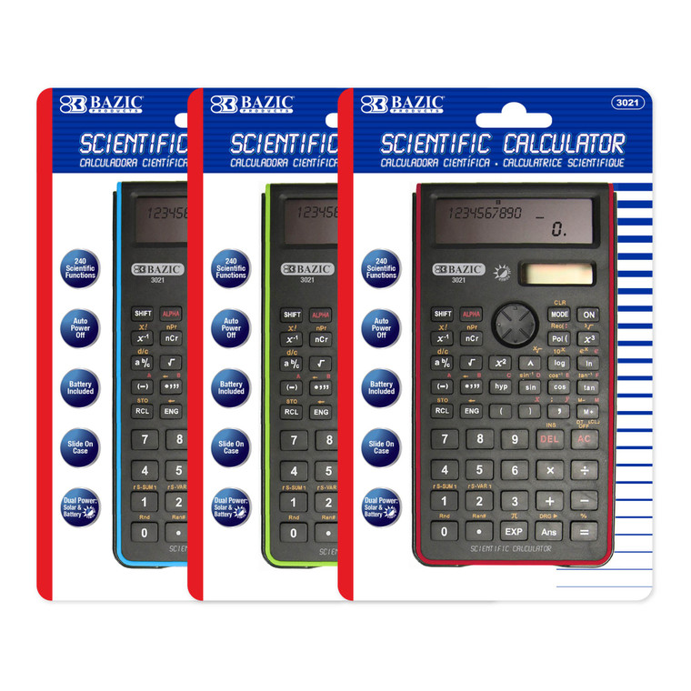 BAZIC 240 Function Fancy color Scientific Calculator w/ Slide-On Case, 12 units per case