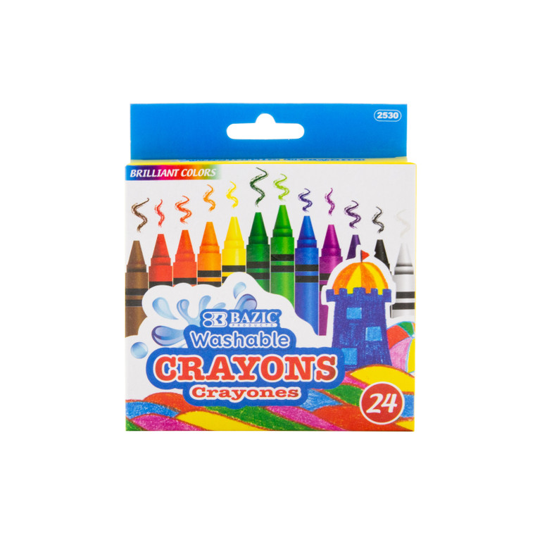 BAZIC 24 Color Washable Premium Crayons