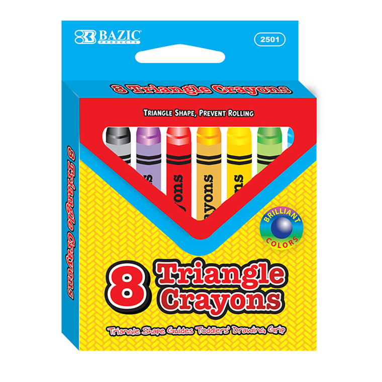 BAZIC 8 Color Premium Jumbo Triangle Crayons