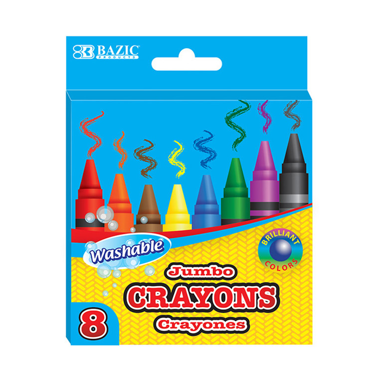 BAZIC 8 Color Washable Premium Jumbo Crayons