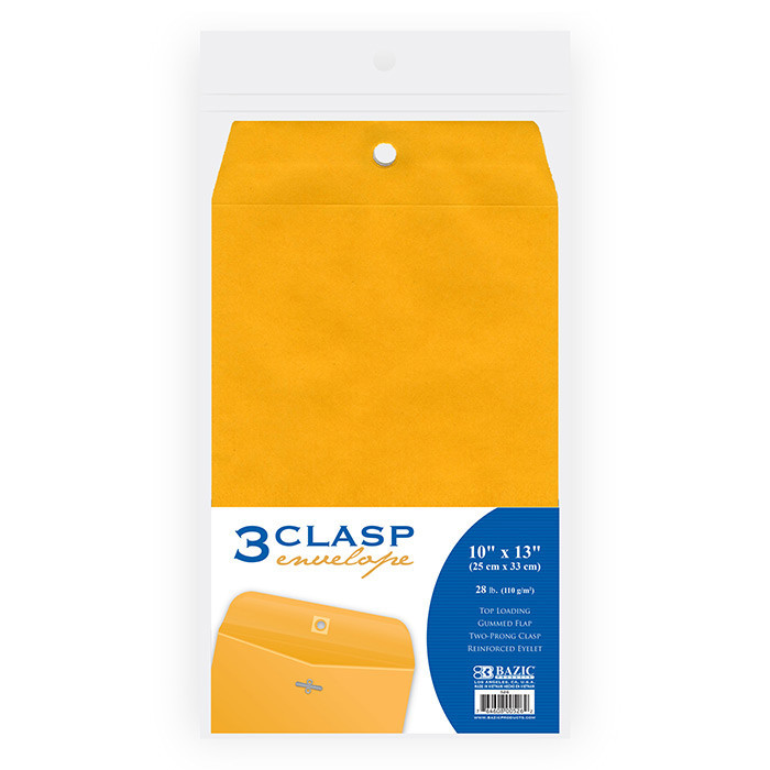 BAZIC 10"  X 13" Clasp Envelope (3/Pack)