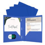 BAZIC Blue Color 2-Pockets Poly Portfolio w/ 3 Prongs, 100 units per case