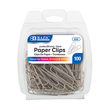 Bazic Mega (100mm) Color Paper Clips (10 / Pack)