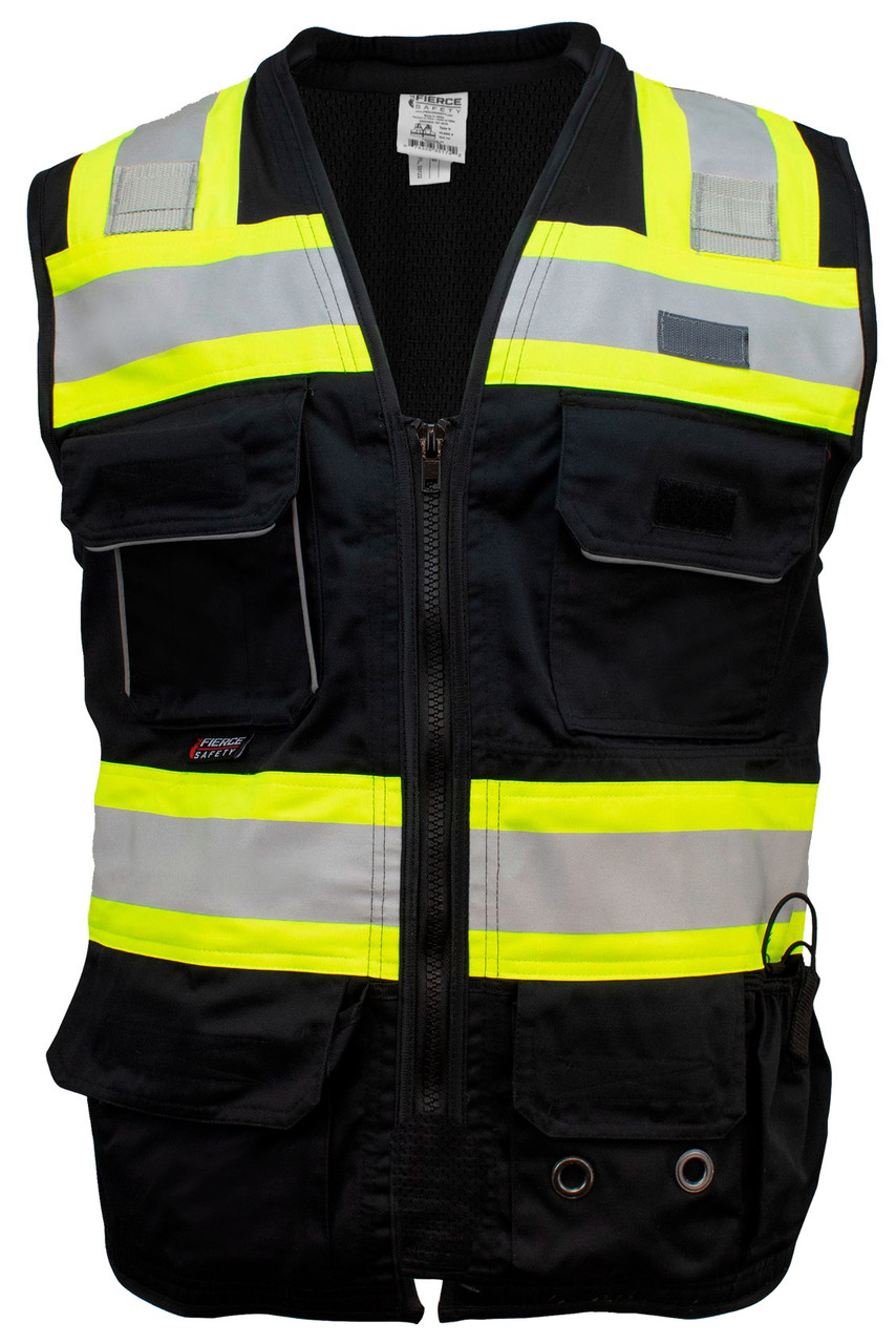 Fierce Safety SU500B Premium Surveyors Class 1 Black Vest with