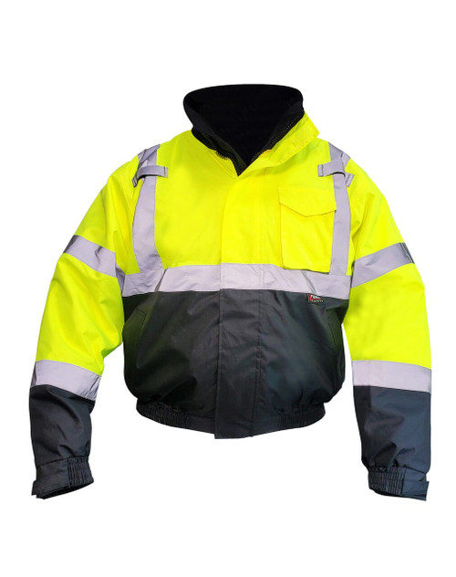 Premium 3-in-1 Hi-Vis Lime Class 3 Bomber Safety Jacket with Removable Fleece