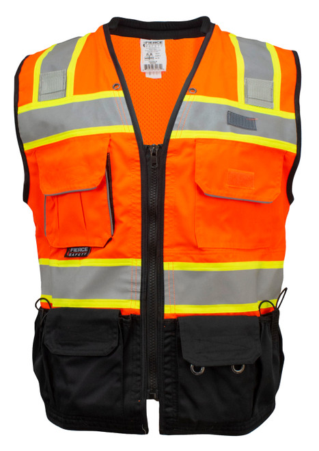 Premium Class 2 Orange Heavy Duty Vest, Tablet Pockets and Neck Padding