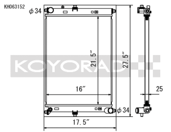 Koyo 2016 Mazda MX-5 Miata 2.0L I4 (MT) Aluminum Radiator - KH063152 Photo - Primary