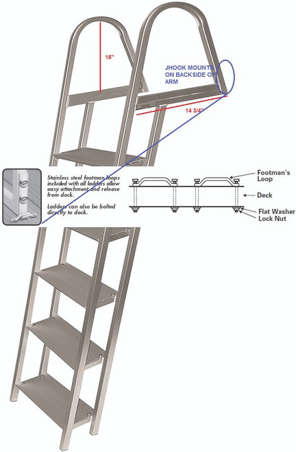 Jif Marine 5-Step Ladder Aluminum W/Mounting Hardware (Ash2)