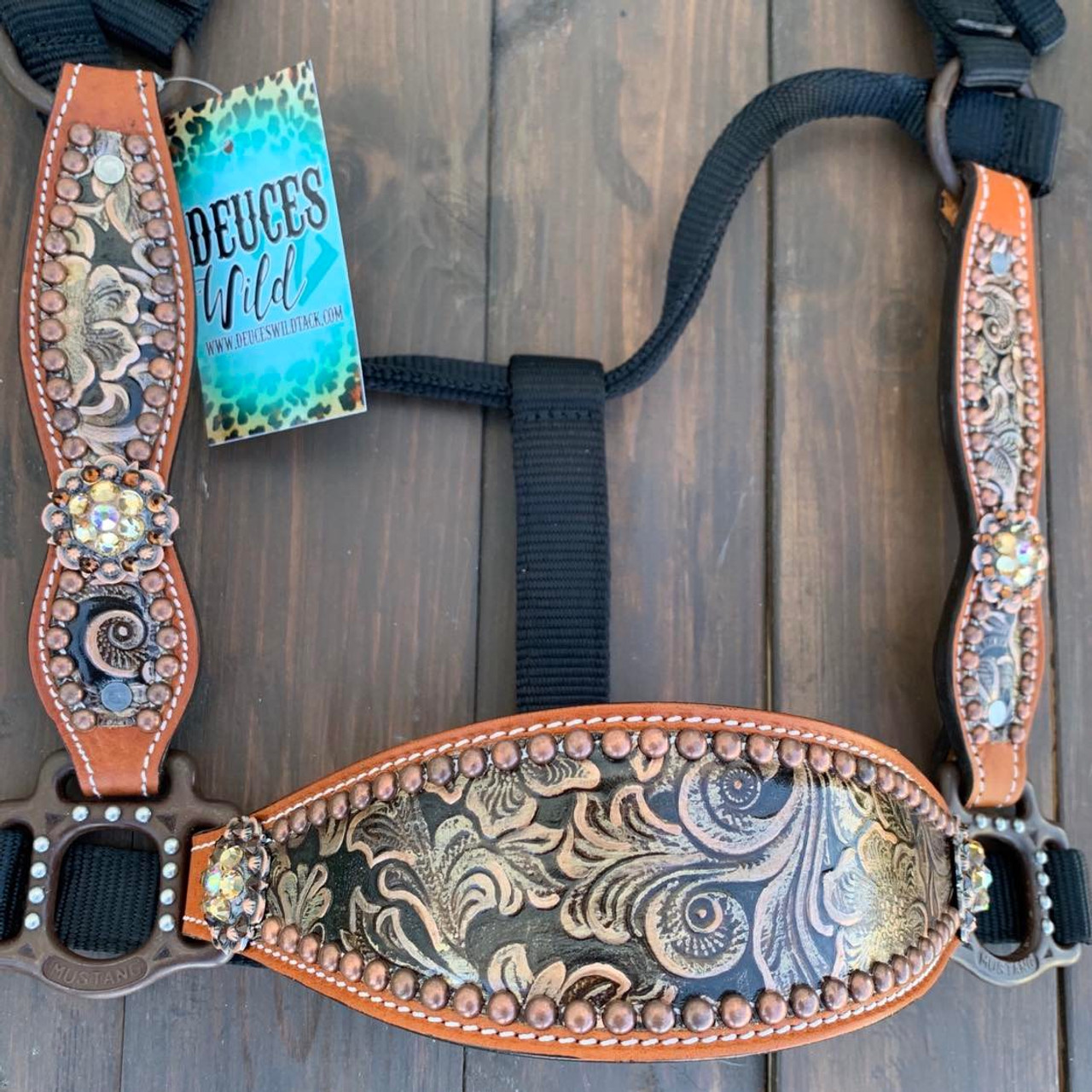 Flower Tooled Bronc Halter - DEUCES WILD TACK LLC