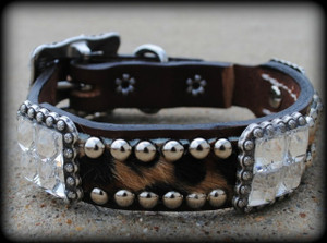 Rodeo Drive Conchos Light Oil Leather Dog Collar - 14