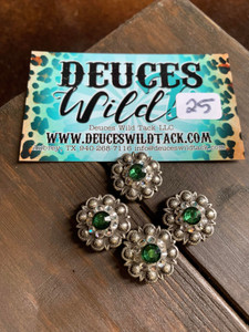 Concho Set 25-Emerald & Crystal .75" Berries