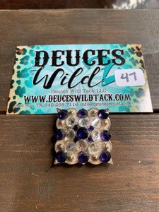 Concho 47-Shiny Silver Purple Velvet & Crystal 1.25" Square