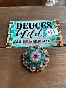 Concho 51-Blue Zircon, Purple Velvet, AB 1.5" Berry