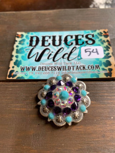 Concho 54-Turquoise, Purple Velvet, AB 1.5" Berry