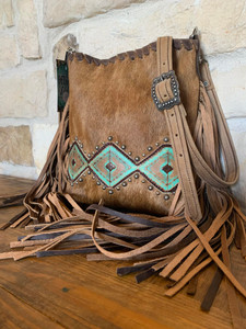 Bag 25-Brindle w/ Teal Laredo & Double Layer Fringe