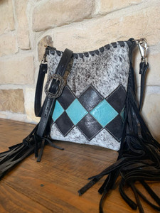 Turquoise & Black Diamond Crossbody Bag