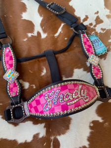 Custom Personalized Checkered Cheek Halter Custom Personalized Checkered Cheek Halter