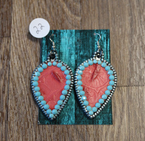 Silver Dot & Hide Earrings w/ Bling 22