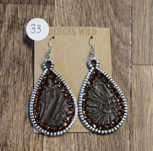 Silver Dot & Hide Earrings w/ Bling 33