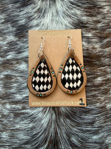 Tooled Earrings-Checkered 001
