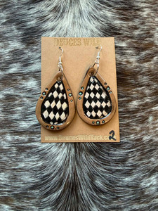 Tooled Earrings-Checkered 002