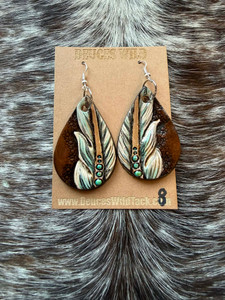 Tooled Earrings-Feather 008