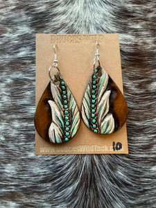 Tooled Earrings-Feather 010