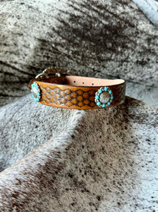 13-16" Aztec Stamped w/ Turq Conchos