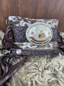 Buckle Wristlet-Brown Spotted & Chocolate Scroll