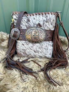 Buckle Bag 277-Brown & White Spotted w/ Brown Floral