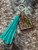 Tooled & Tasseled Keychain-Sunflower, Cactus & Teal Gator