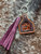 Tooled & Tasseled Keychain-Mauve Floral & Black Gator