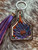 Tooled & Tasseled Keychain-Metallic Purple Sunflower &  Teal Gator