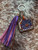 Tooled & Tasseled Keychain-Metallic Purple Sunflower &  Teal Gator