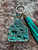 Tooled & Tasseled Keychain-Dotted Floral & Teal  Gator